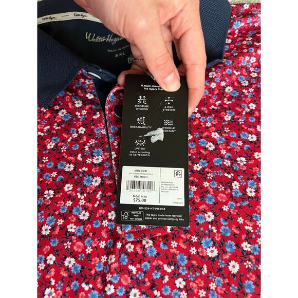 Walter Hagen Men's P11 USA Liberty Ditsy Golf Polo in Red Multi, size XXL, NWT - Picture 8 of 10